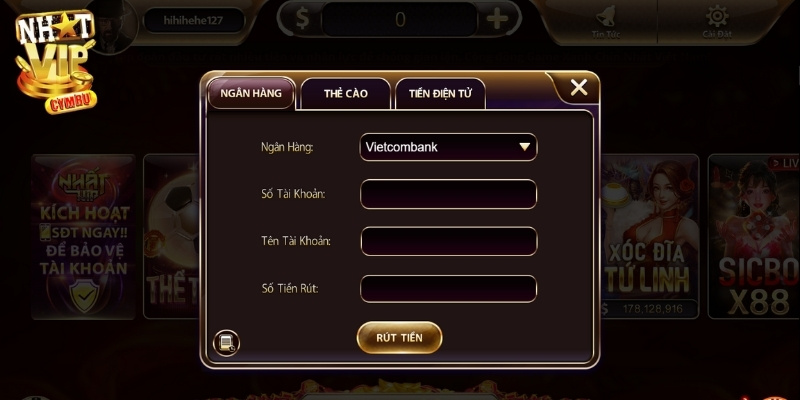 Rút thưởng nhanh chóng quá tài khoản ngân hàng trực tuyến