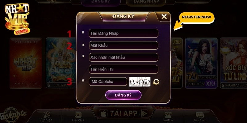 3 bước tạo tài khoản game bài Nhatvip